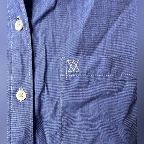 Talula Oxford Boyfriend Fit Button-Up Shirt – Blue XXS - Picture 5 of 8